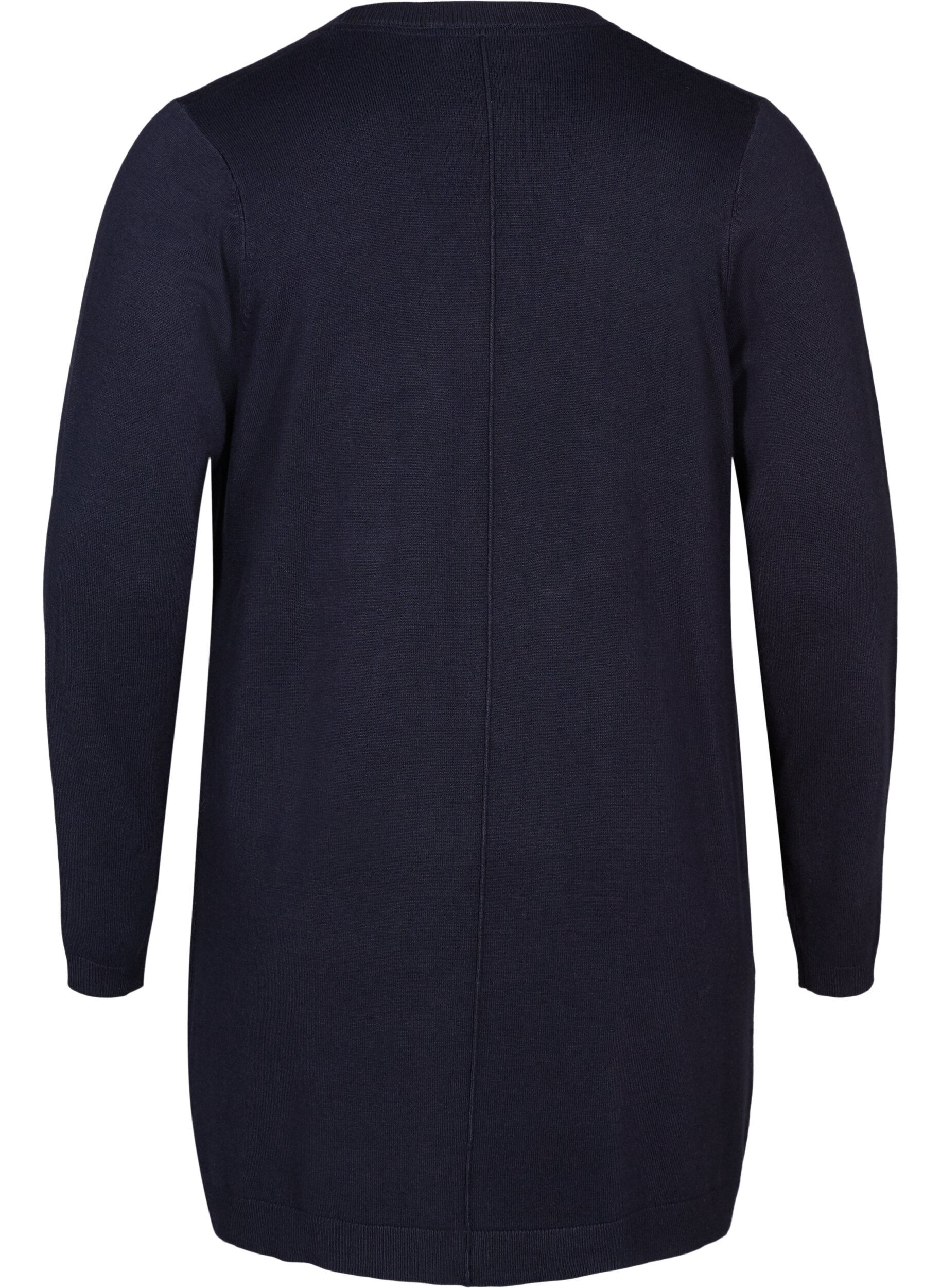 ZizziLang strikcardigan i viskosemix, Bl&aring;, Packshot image number 1