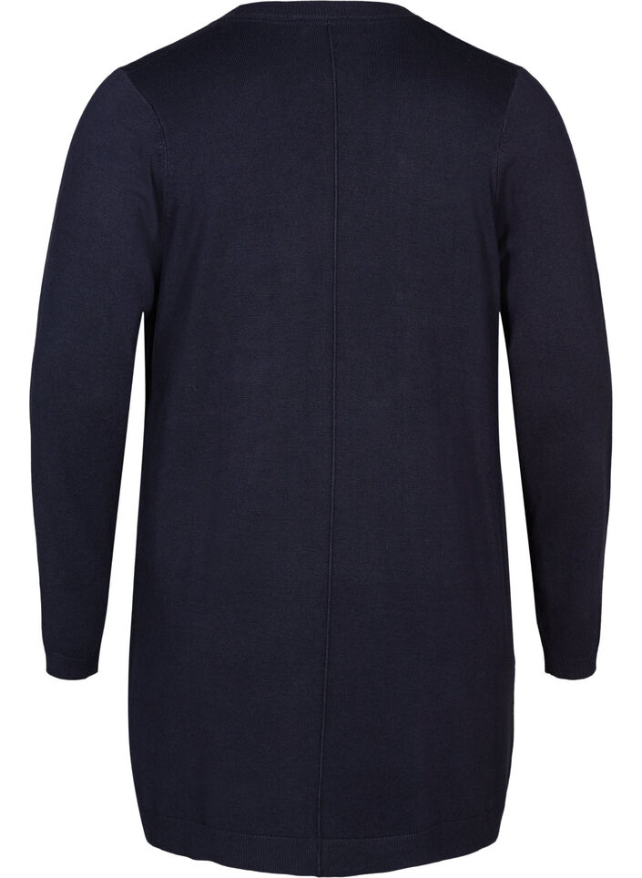 Lang strikcardigan i viskosemix, Bl&aring;, Packshot image number 1