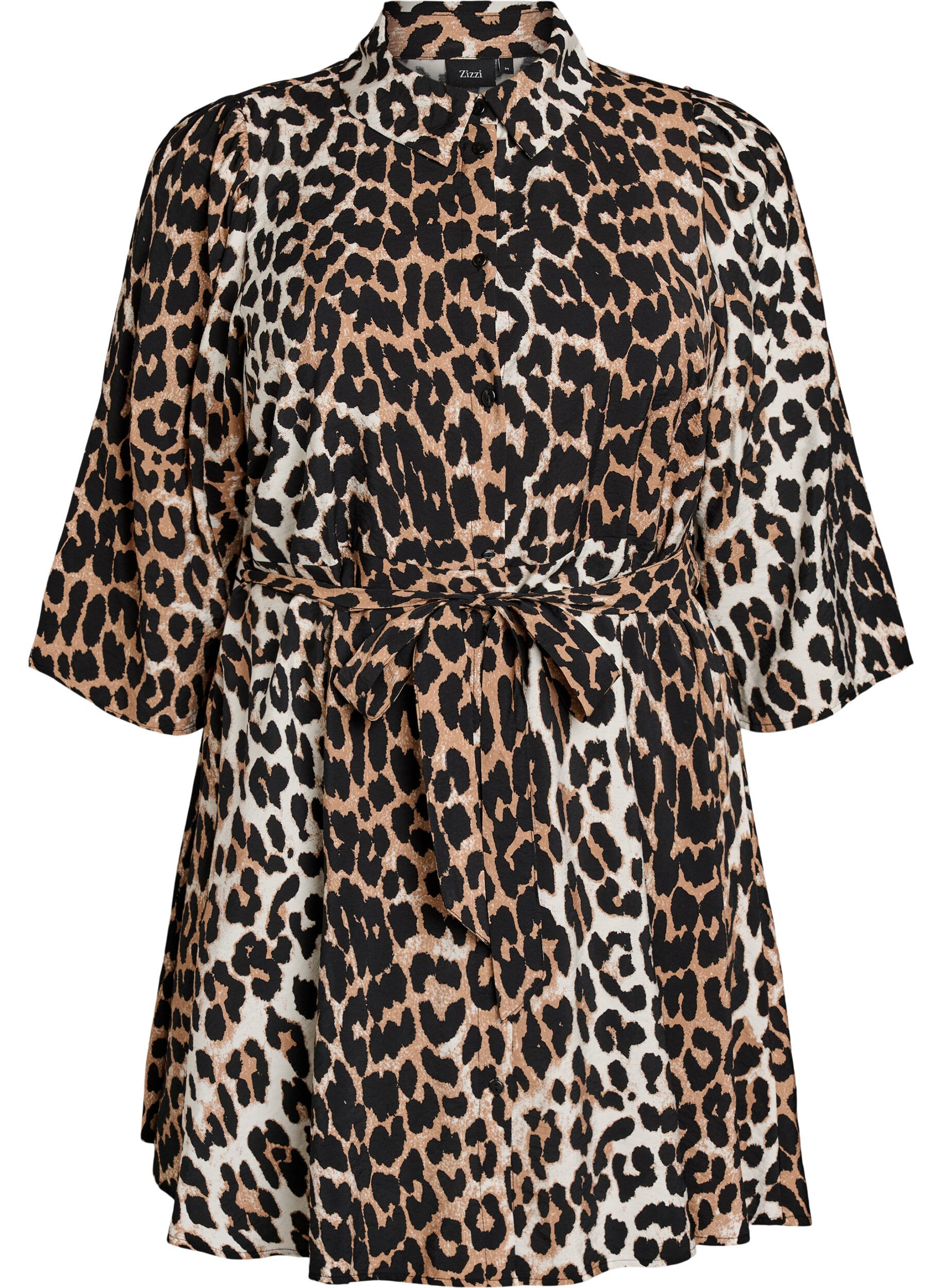 M&oslash;nstret tunika med bindeb&aelig;lte og 3/4 &aelig;rmer