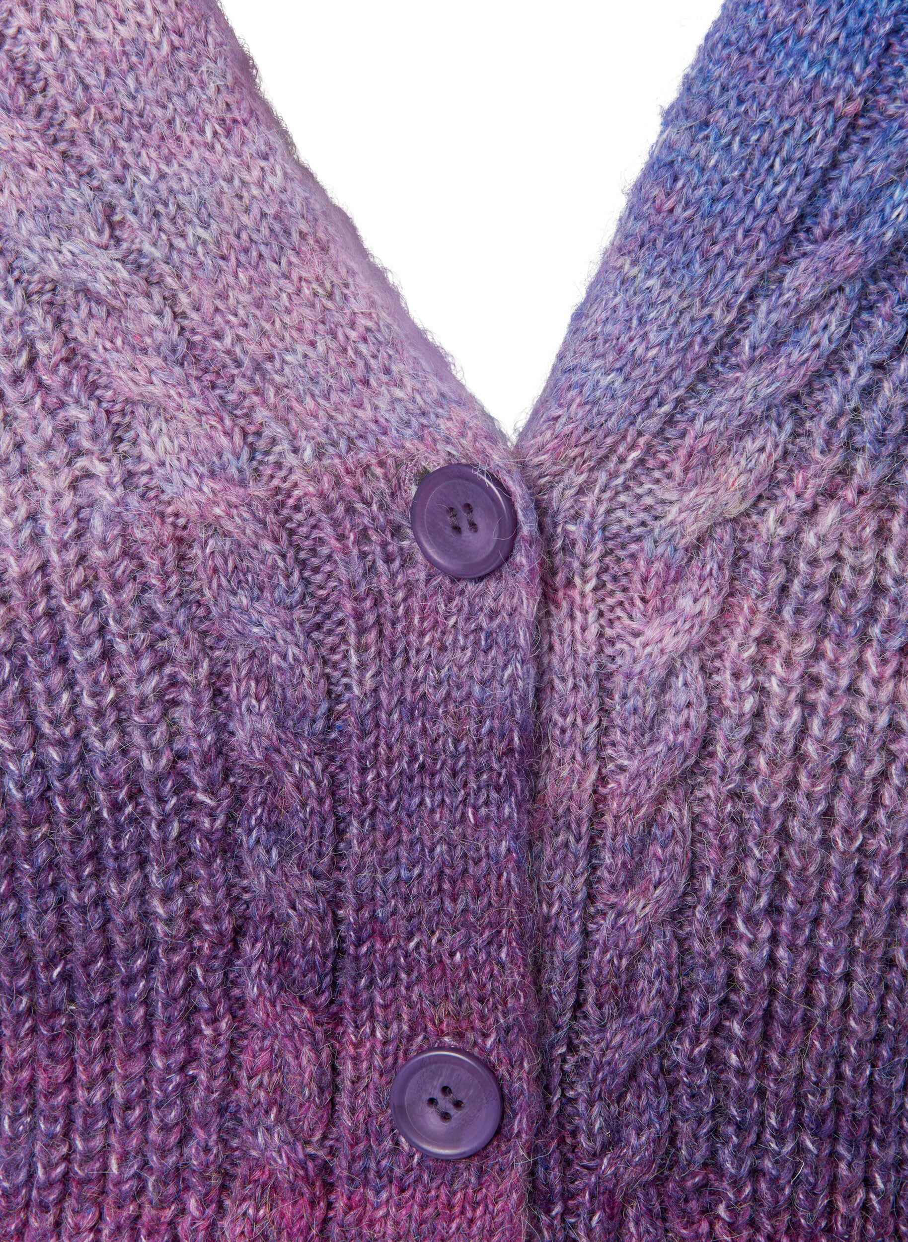 Zizzi Meleret strik cardigan med knapper, Pansy Mel. Comb, Packshot image number 2