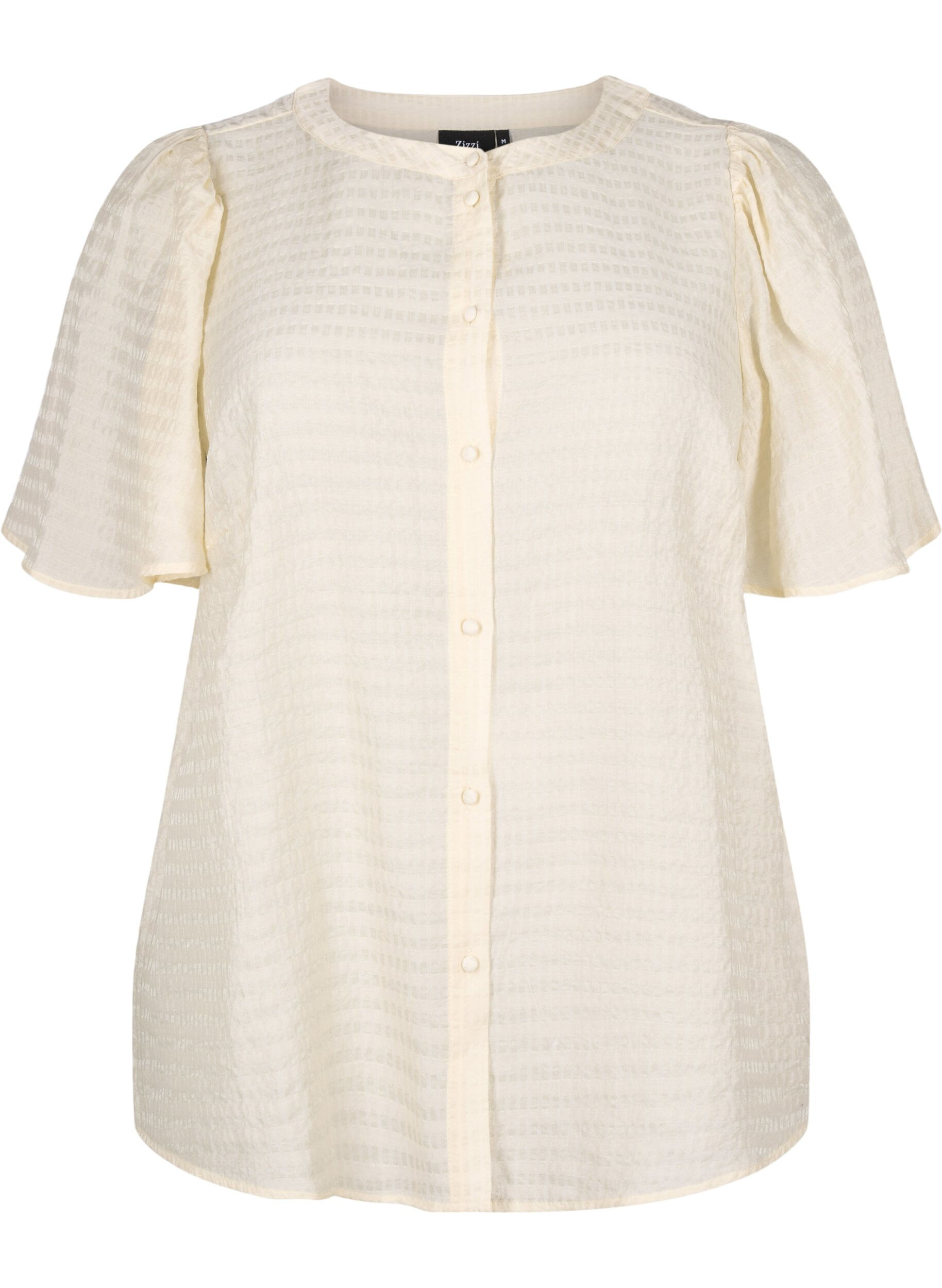 Zizzi Lyocell skjortebluse med tekstur, Antique White, Packshot image number 0