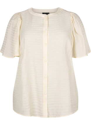 Lyocell skjortebluse med tekstur, Antique White, Packshot image number 0