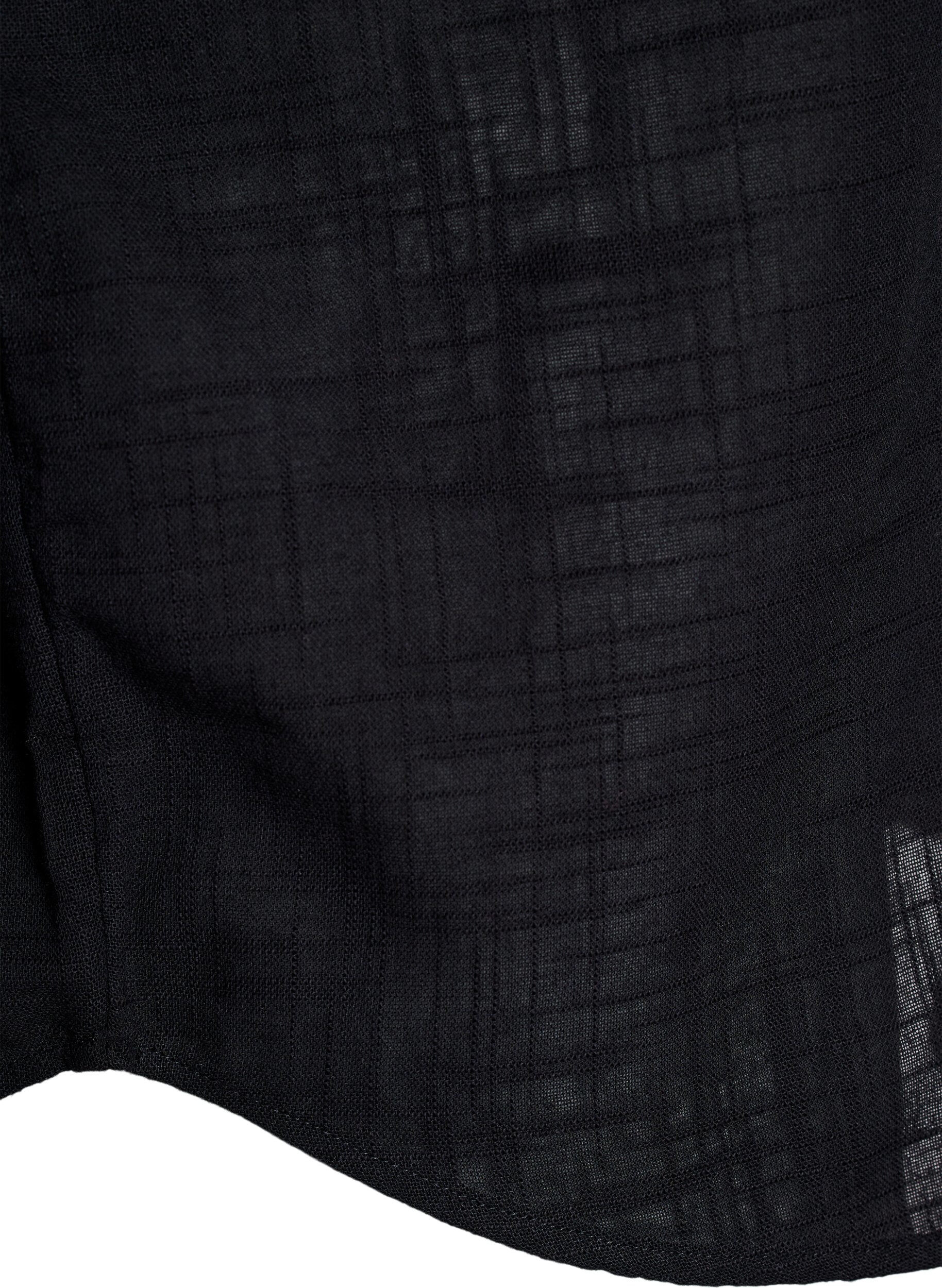 Zizzi L&oslash;s bluse med cap &aelig;rmer, Sort, Packshot image number 3