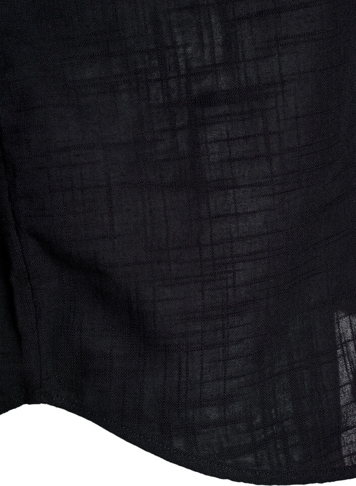 L&oslash;s bluse med cap &aelig;rmer, Sort, Packshot image number 3