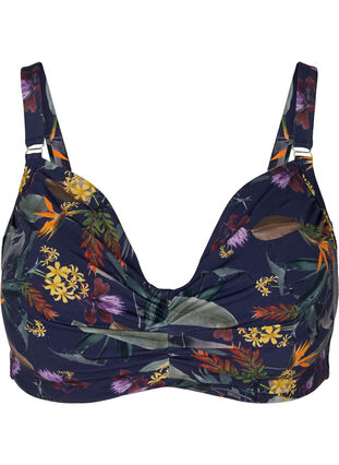 Bikini overdel med blomsterprint, Night Sky Flower, Packshot image number 0