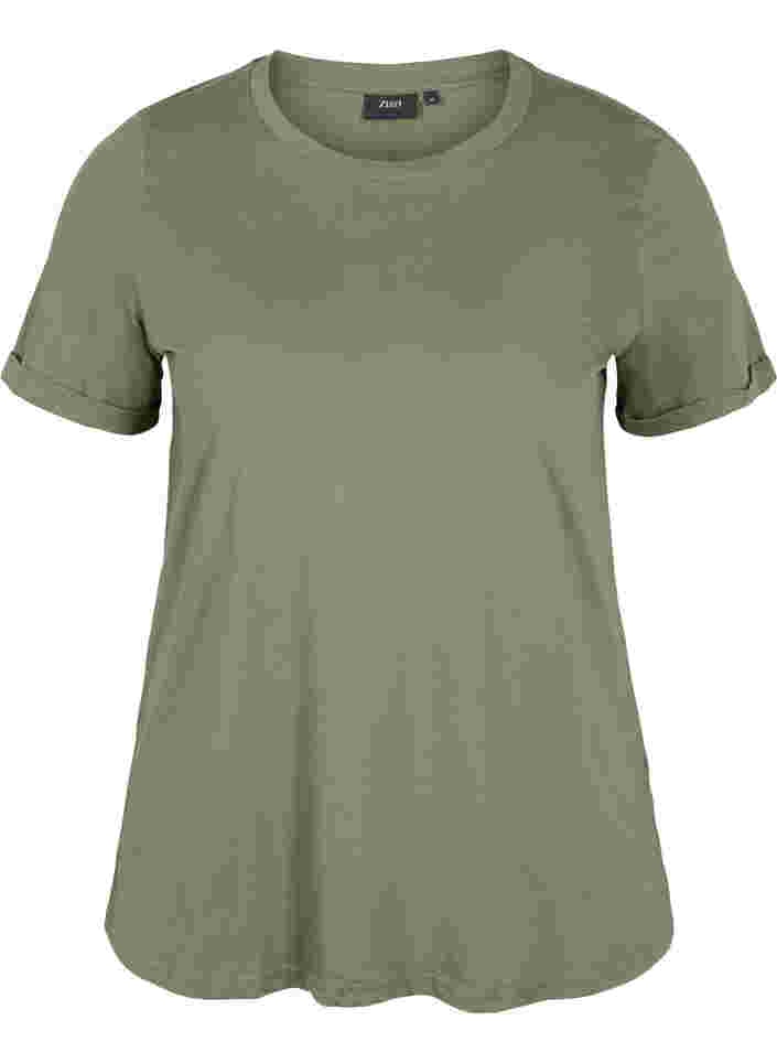 Basis t-shirt i bomuld, Thyme, Packshot image number 0