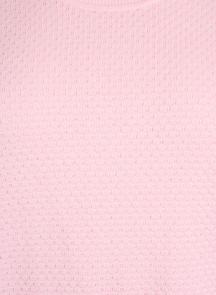 Strikbluse i bomuld med strukturmønster, Lyserød, Packshot image number 2