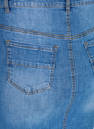 Tætsiddende denim nederdel i bomuld, Blue denim, Packshot image number 3