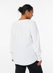 Bluse med smock manchetter og V-udsk&aelig;ring, Vanilla, Model image number 2