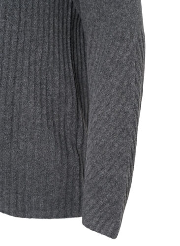 Turtleneck strikbluse med rib, Dark Grey Melange, Packshot image number 2