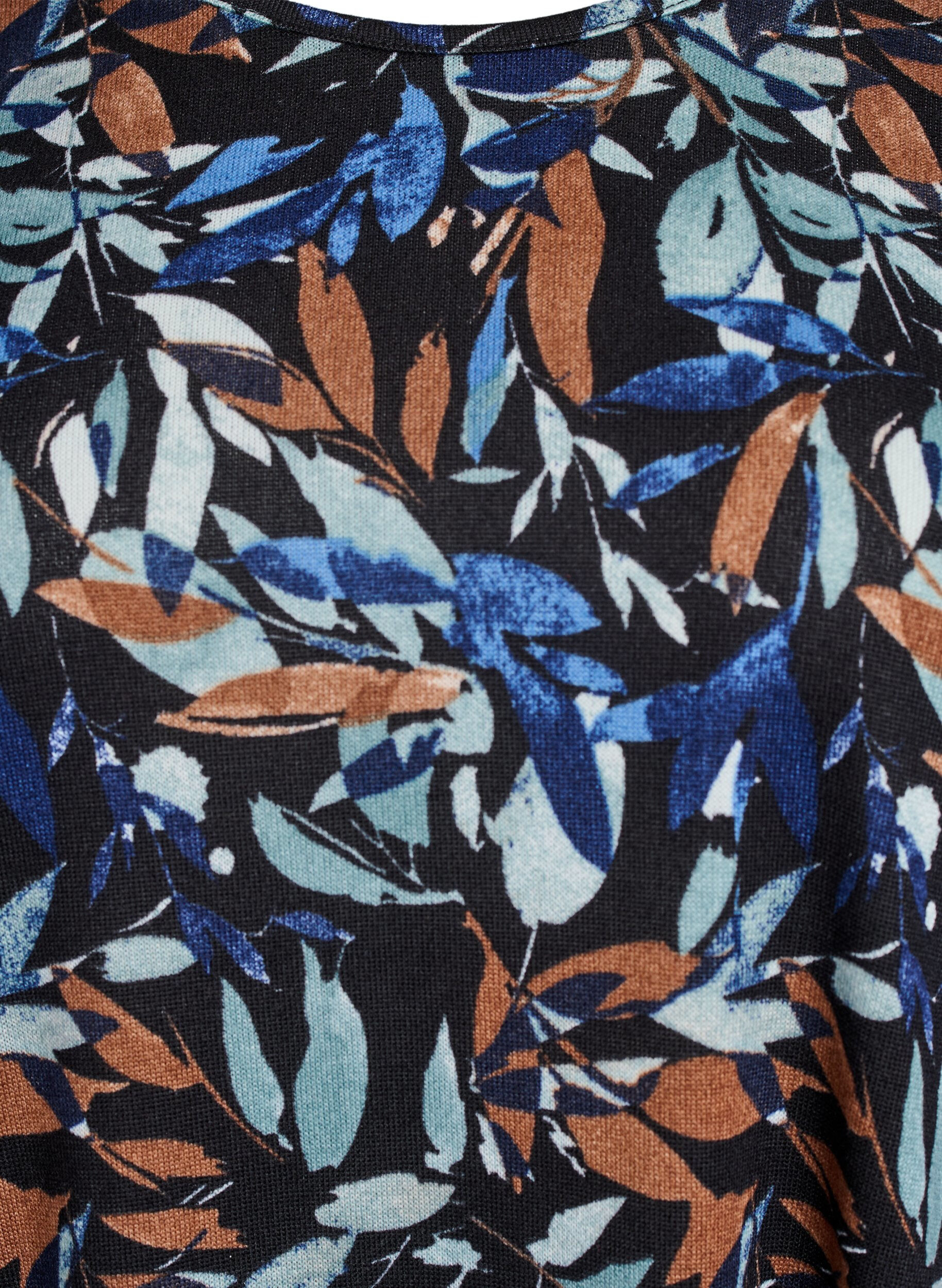 ZizziM&oslash;nstret bluse med lange &aelig;rmer, Bl&aring;, Packshot image number 2