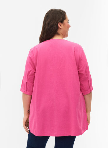 FLASH - Bomulds bluse med halvlange ærmer, Raspberry Rose, Model image number 1