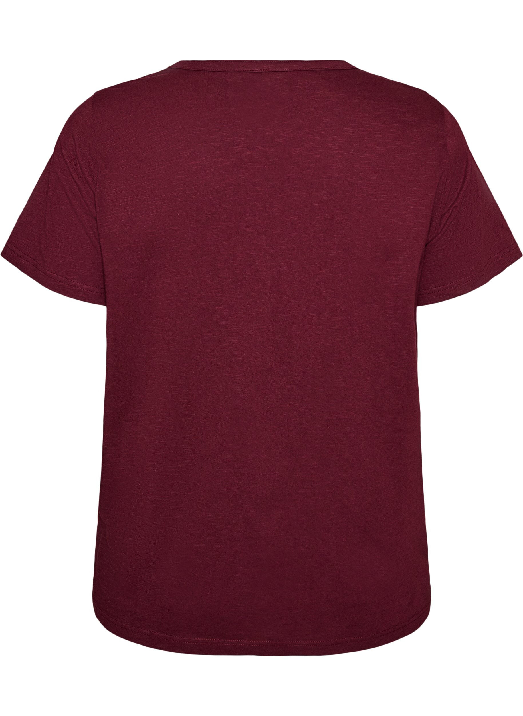 ZizziT-shirt med knapdetalje, M&oslash;rk Bordeaux, Packshot image number 1
