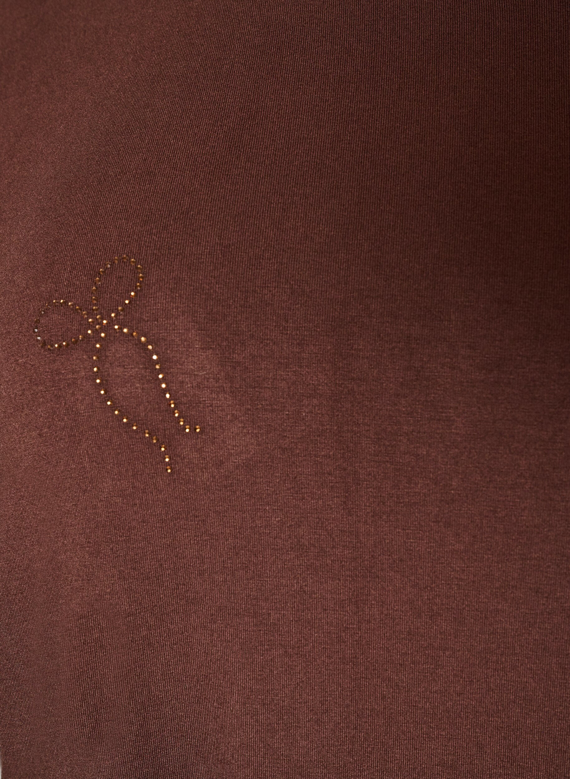 ZizziT-shirt i viskose med rhinsten, Brun, Packshot image number 2