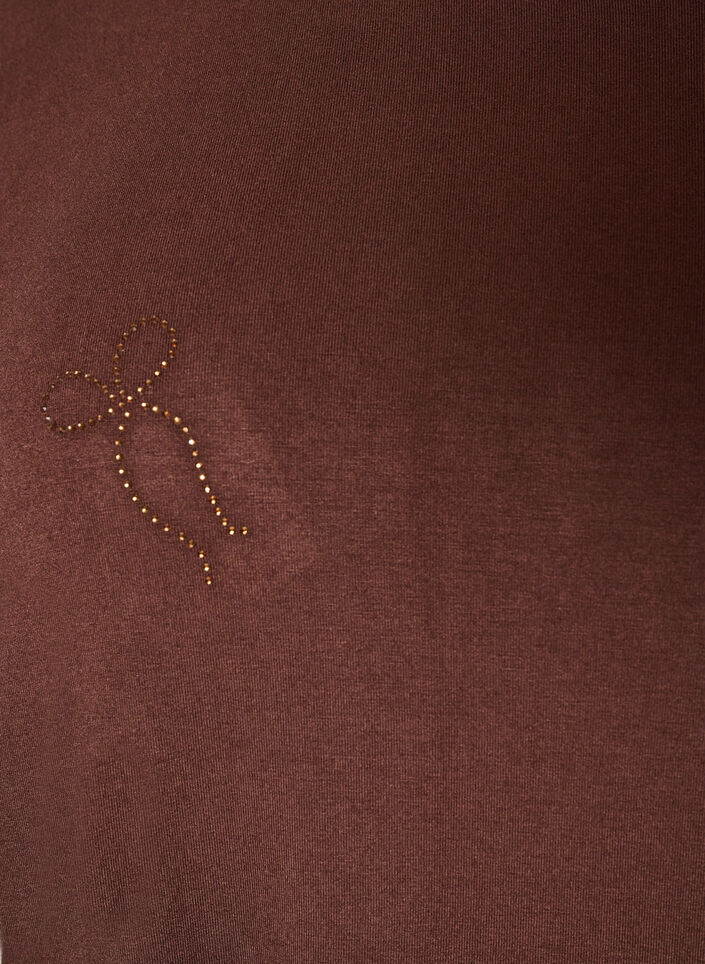 T-shirt i viskose med rhinsten, Brun, Packshot image number 2