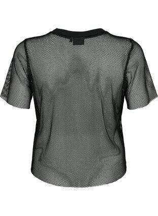 Net bluse med korte ærmer, Black, Packshot image number 1