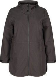 Softshell jakke med hætte og justerbar talje, Dark Grey Melange