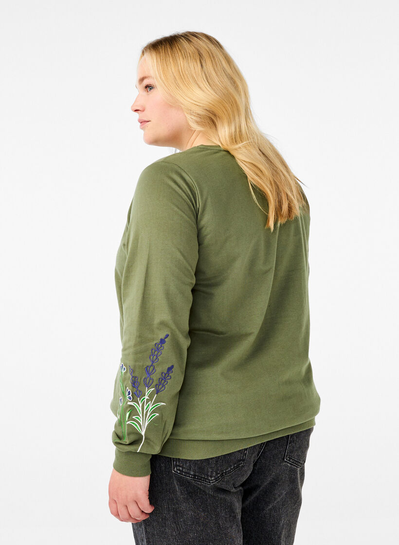 Sweatshirt med broderede blomster, D. L. Green W. emb., Model image number 1