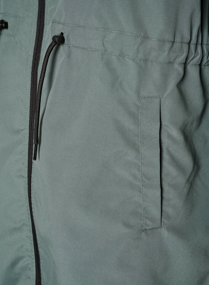 Parka i let materiale med h&aelig;tte, Gr&oslash;n, Packshot image number 3