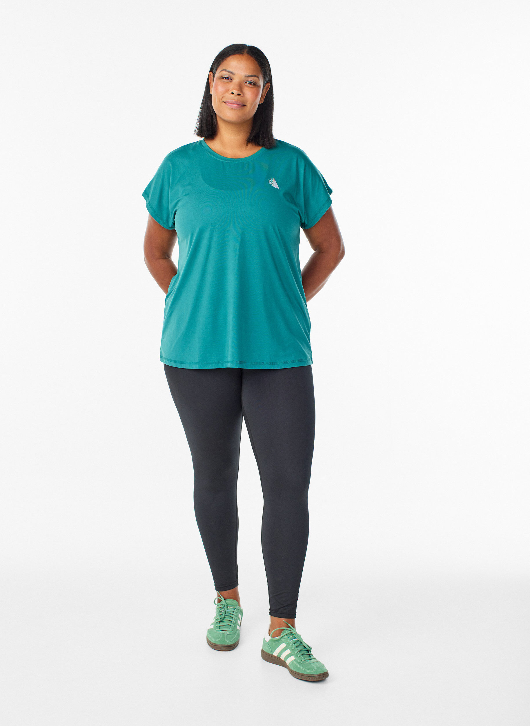 ZizziEnsfarvet tr&aelig;nings t-shirt, Bl&aring;, Model image number 1