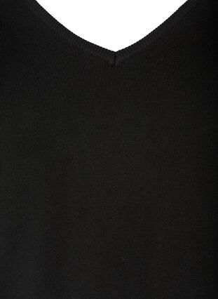 Ensfarvet strikkjole i viskosemix, Black, Packshot image number 2