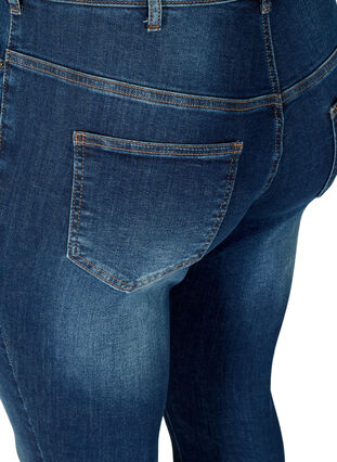 Cropped Nille jeans med rå kanter, Blue denim, Packshot image number 3