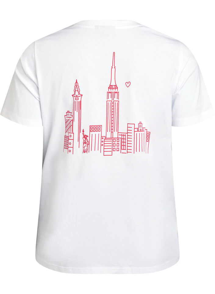 T-shirt med tekstmotiv og rund hals, Hvid, Packshot image number 1