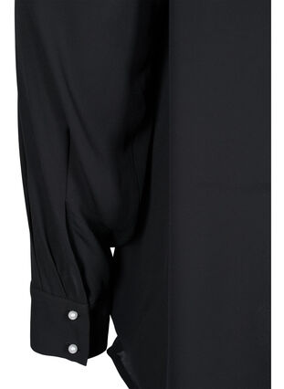 Langærmet bluse med høj hals , Black, Packshot image number 3