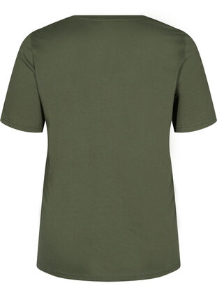 T-shirt i økologisk bomuld med v-udskæring, Thyme, Packshot image number 1