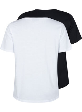 FLASH - 2-pak t-shirts med v-hals, White/Black, Packshot image number 1