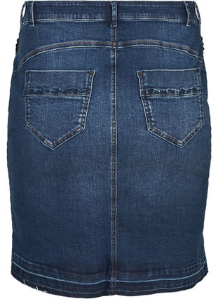 Denim nederdel med slids, Dark blue denim, Packshot image number 1