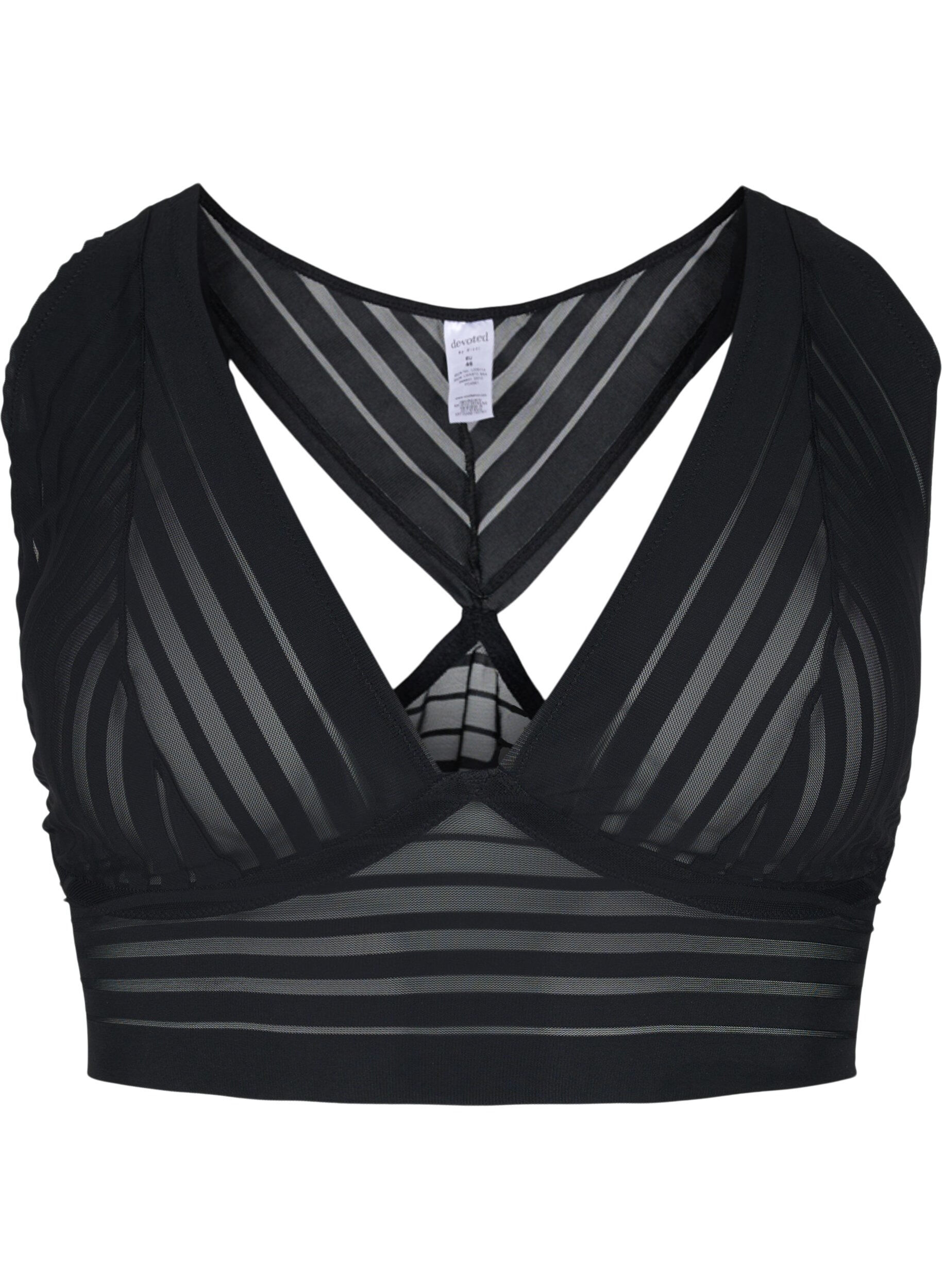 Zizzi Bh i stribet mesh , Black, Packshot image number 0