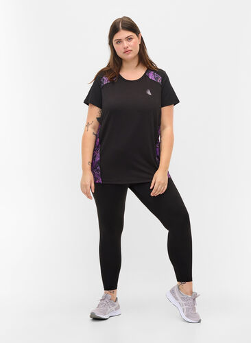 Trænings t-shirt med printdetaljer, Black, Model image number 2