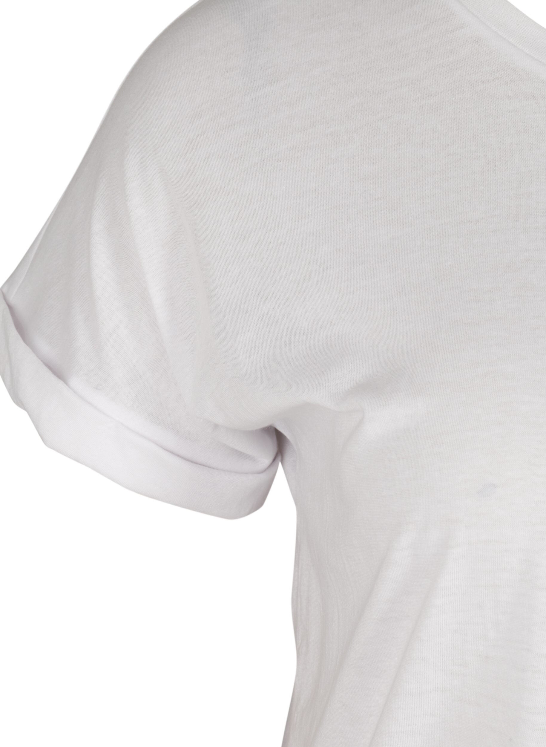 Zizzi T-shirt i bomuldsmix, Bright White, Packshot image number 2