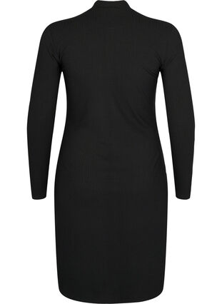 Tætsiddende kjole med huldetaljer, Black, Packshot image number 1