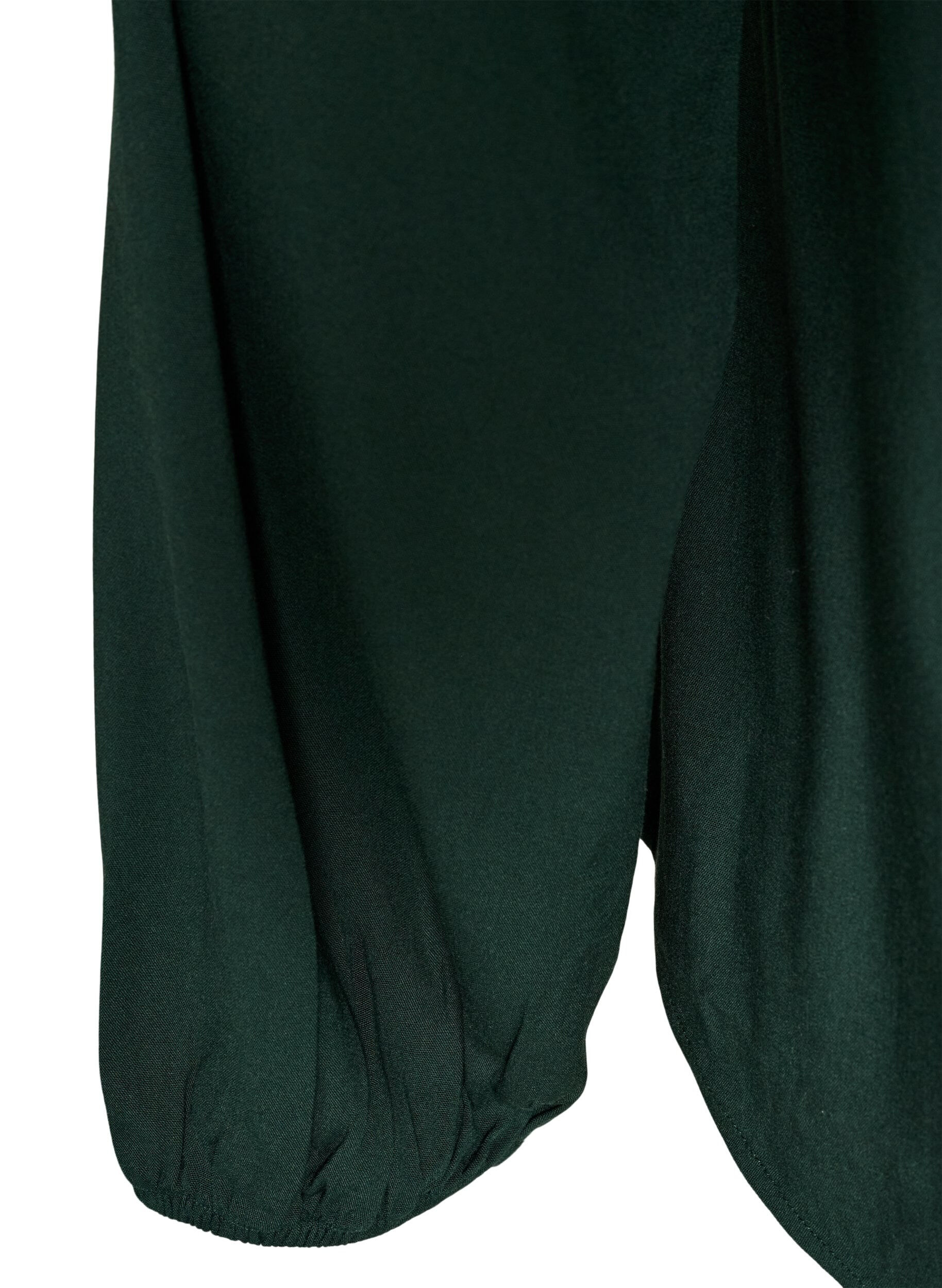 ZizziViskosebluse med V-hals og lange &aelig;rmer, Gr&oslash;n, Packshot image number 3