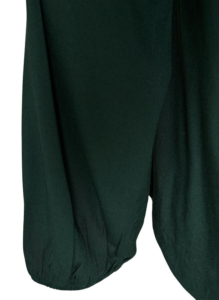Viskosebluse med V-hals og lange &aelig;rmer, Gr&oslash;n, Packshot image number 3