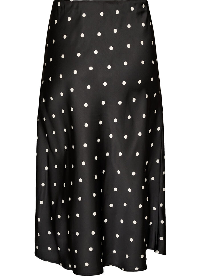 Satin midi-nederdel, Sort, Packshot image number 1