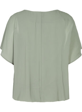 Kortærmet bluse med rund hals, Agave Green, Packshot image number 1