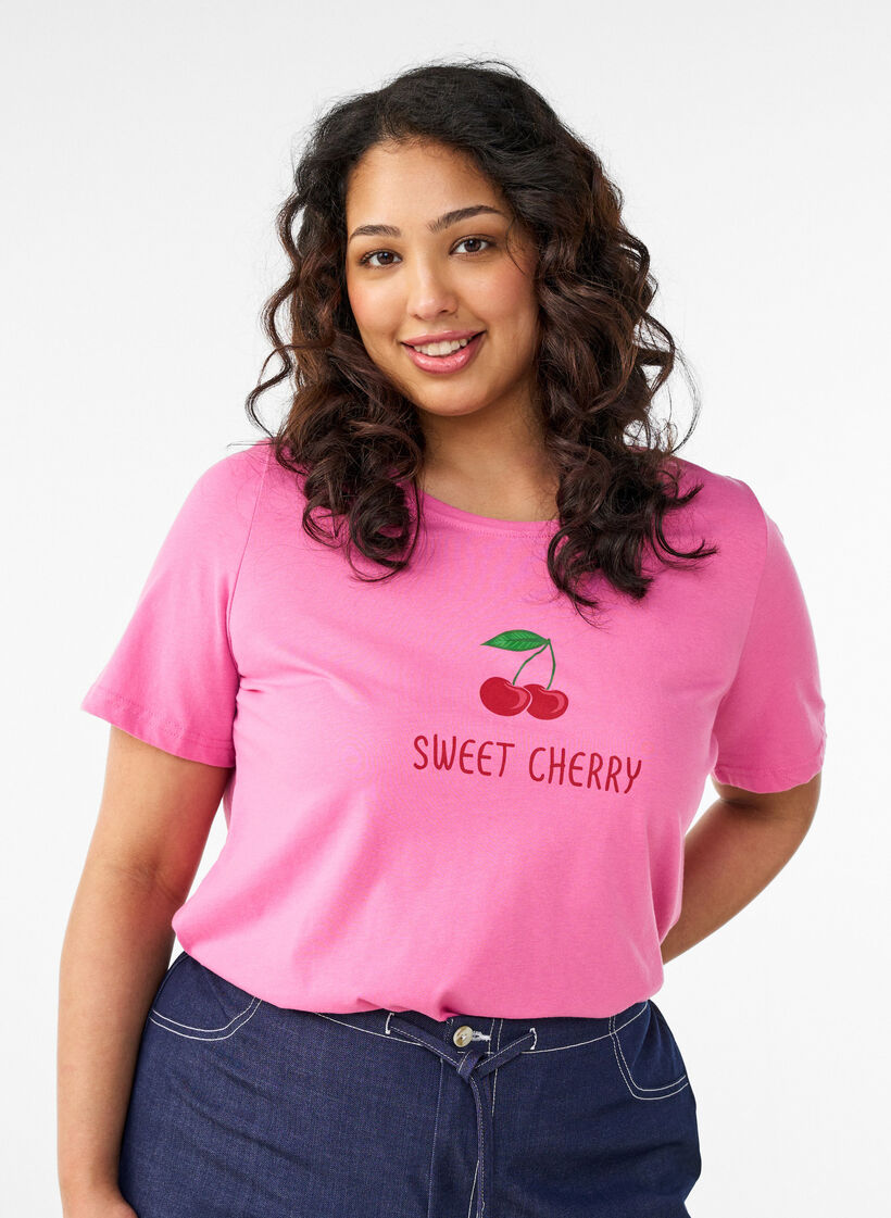 T-shirt med motiv, Lyser&oslash;d, Model image number 0