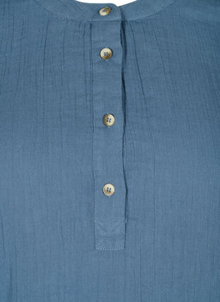 Bomulds bluse med knapper og 3/4 ærmer, Bering Sea, Packshot image number 2