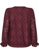 Lang&aelig;rmet bluse med blondem&oslash;nster, M&oslash;rk Bordeaux, Packshot image number 1
