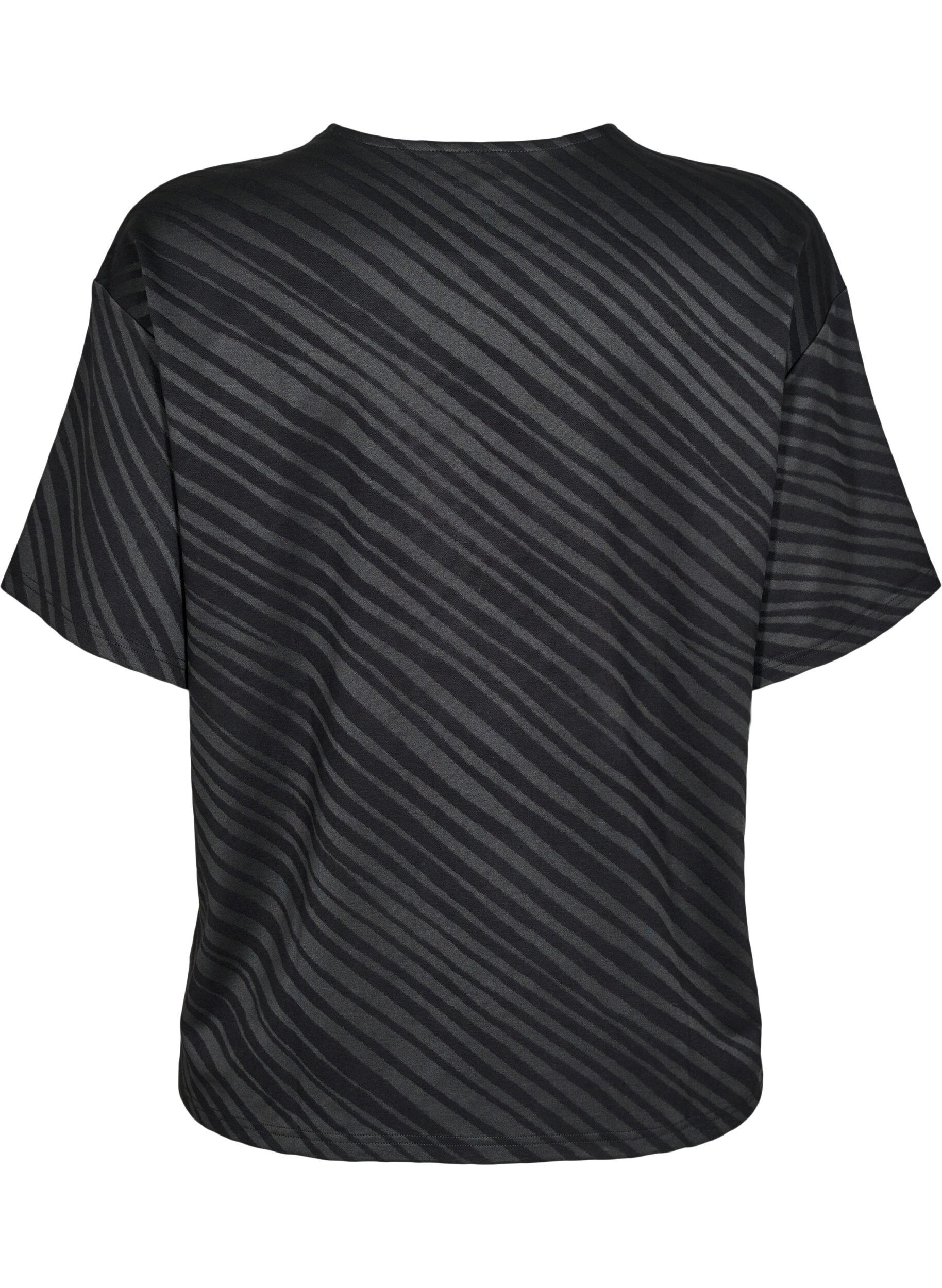 Zizzi Oversize bluse med m&oslash;nster, Sort, Packshot image number 1