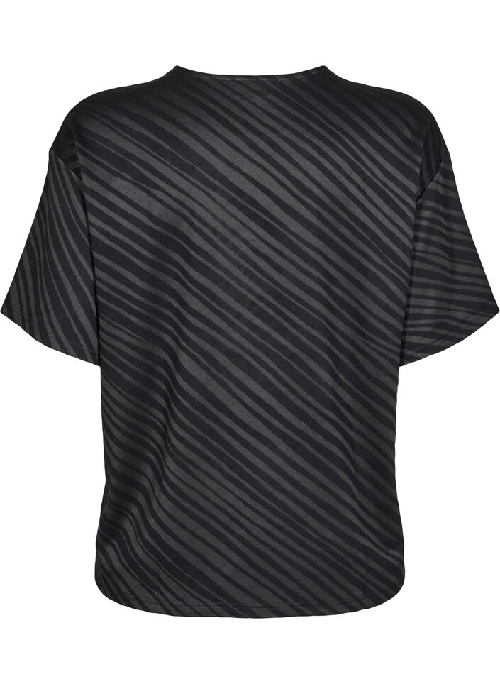 Oversize bluse med mønster, Sort, Packshot image number 1