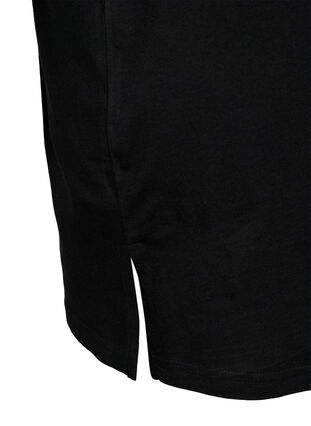 Ensfarvet oversize t-shirt med v-hals, Black, Packshot image number 3