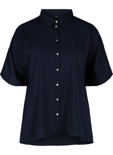 Skjorte med 3/4 ærmer og snøredetalje, Medieval Blue, Packshot image number 0