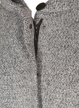 Jakke med hætte og uld, Light Grey Melange, Packshot image number 3
