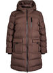 Pufferfrakke med hætte og lommer, Brun, Packshot image number 0