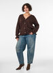 Cardigan med harlekinm&oslash;nster og V-hals, Brun, Model image number 1
