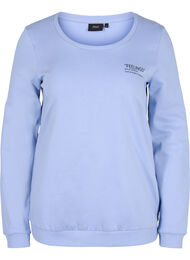 Bomulds sweatshirt med tekstprint, Blue Heron
